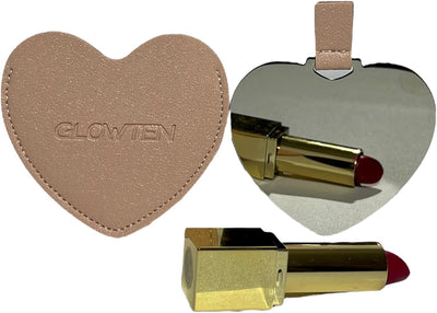 Shatterproof Unbreakable Stainless Steel Handheld Travel Compact Mirror Pink Heart