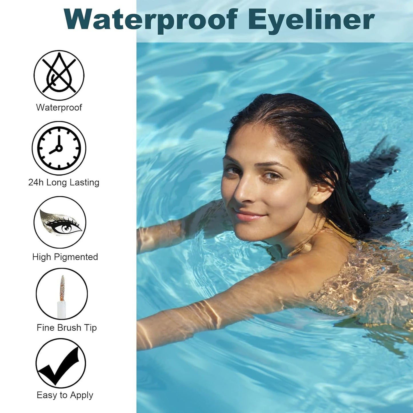Glitter Eyeliner Liquid - Sliver Glitter Eyeliner - Long-Lasting Waterproof Quick-Drying Shimmer Metallic Glitter Liner - Ultra-Fine Tip Sparkle Eyeliner for Multi Dimensional Eye Makeup