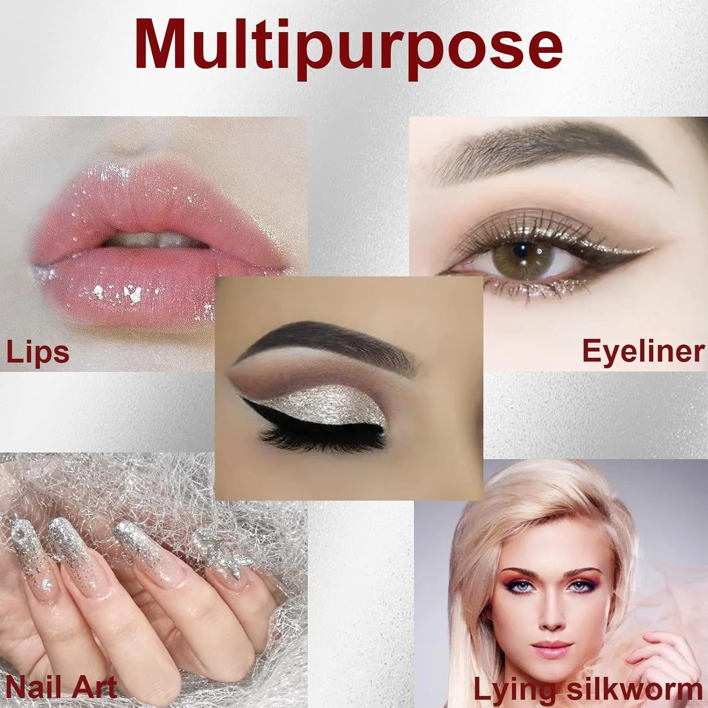 Glitter Eyeliner Liquid - Sliver Glitter Eyeliner - Long-Lasting Waterproof Quick-Drying Shimmer Metallic Glitter Liner - Ultra-Fine Tip Sparkle Eyeliner for Multi Dimensional Eye Makeup