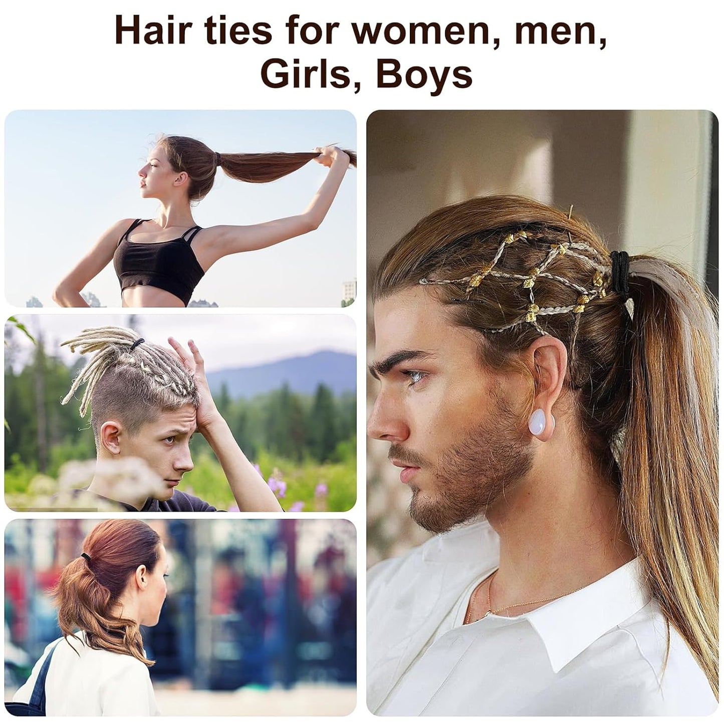 150 PCS Black Hair Ties for Women Men Girls, 4MM Elastic Hair Bands Ponytail Holders, Thick Curly Hair Long-Lasting Braids, Premium Hair Elastics Tie