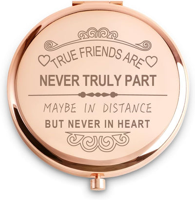 Personalized Friendship Gifts for Women, Inspirational Graduation Gifts, Unique Mothers Day Birthday Gifts for Best Friend Female, Sentimental Engraved Compact Mirror Gifts Idea, Rose