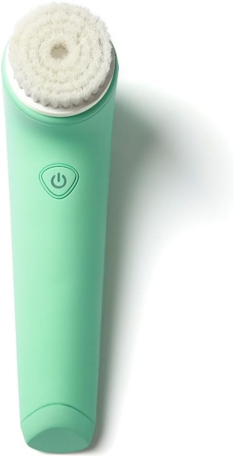 Facial Cleansing Brush with Self Cleaning Station, Rechargeable & Waterproof - Electric Face Scrubber for Gentle Exfoliation and Deep Scrubbing - 2 Exfoliating Brush Heads, Skylar (Green)
