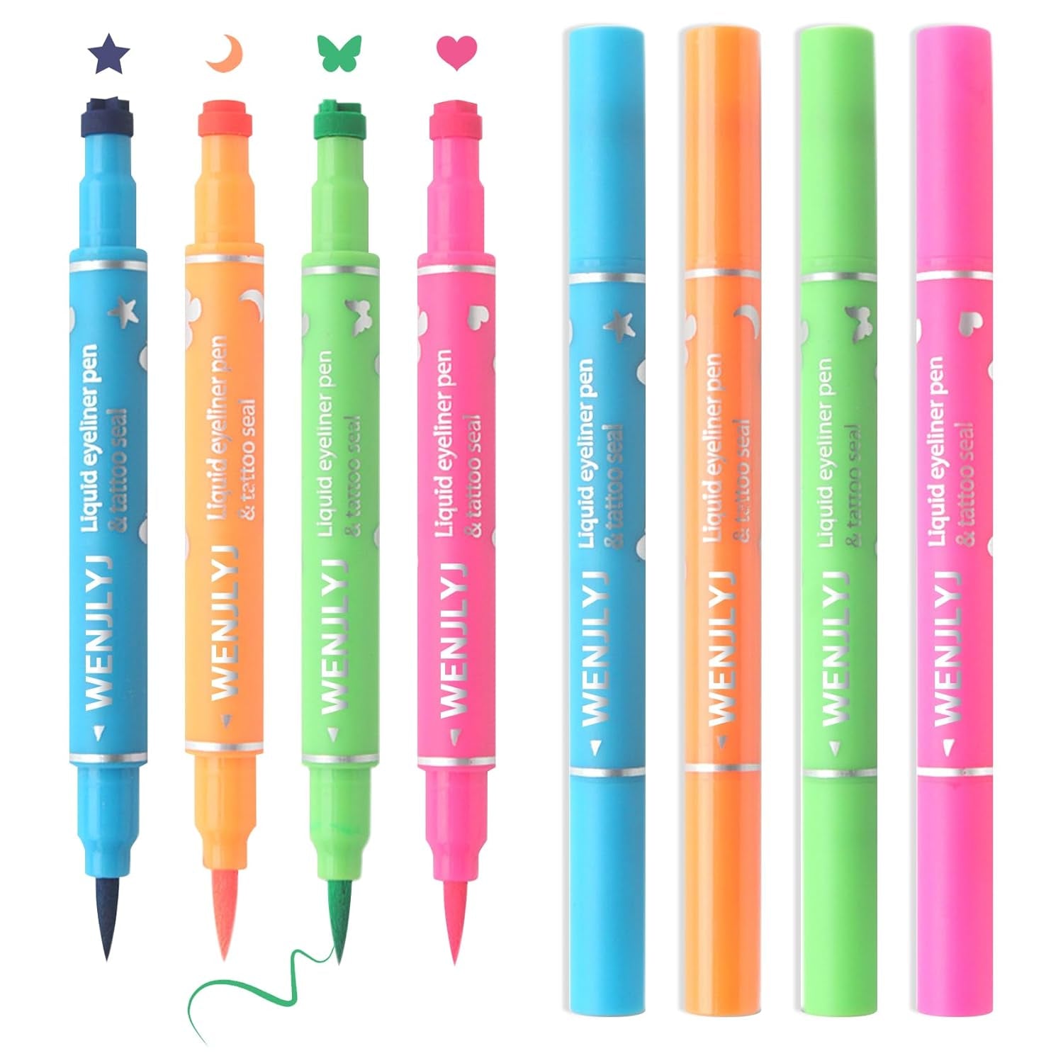4PCS Liquid Eyeliner Stamps Set,Double-Side Winged Eyeliner Stencil Pen
