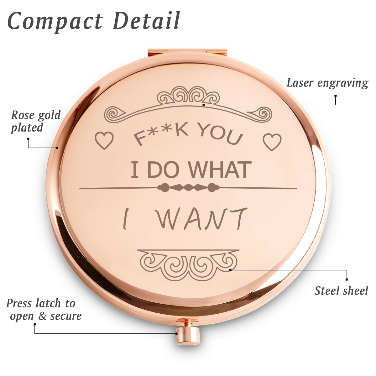 Inspirational Gifts for Women Girls, Personalized Compact Mirror, Friendship Gifts, 2025 Graduation Gifts for Her, Unique Mothers Day Birthday Gifts for Friends Mom Wife Sister Daughter Niece Grandma