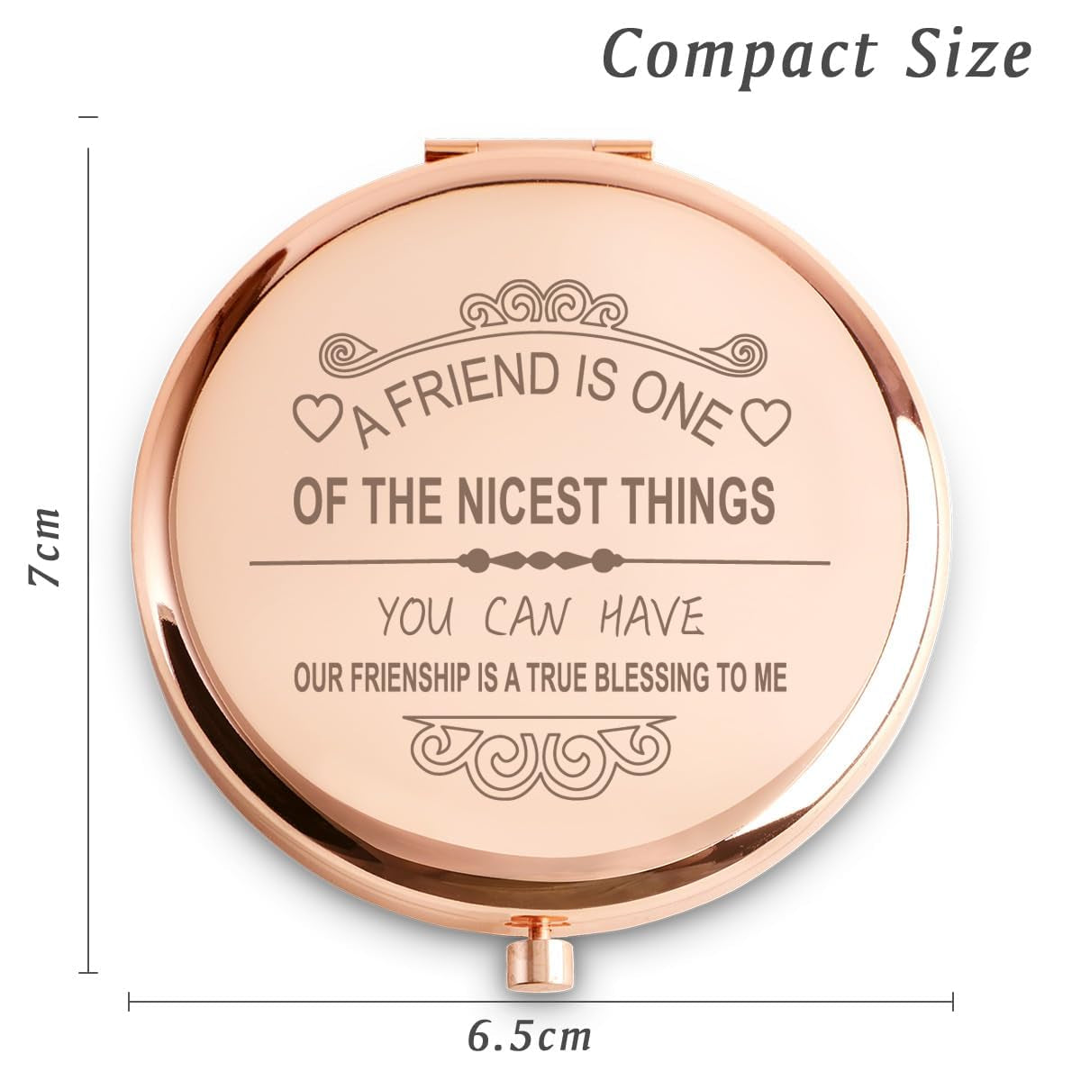 Friendship Gifts for Women Girls, Personalized Compact Mirror, Sentimental Mothers Day Birthday Gifts for Friends Bestie Bestfriend Female, Unique Graduation Gifts for Her College Middle High School