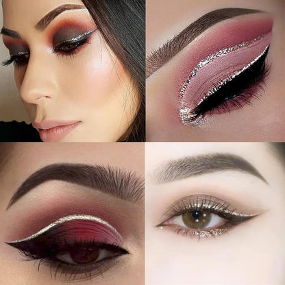 Glitter Eyeliner Liquid - Sliver Glitter Eyeliner - Long-Lasting Waterproof Quick-Drying Shimmer Metallic Glitter Liner - Ultra-Fine Tip Sparkle Eyeliner for Multi Dimensional Eye Makeup