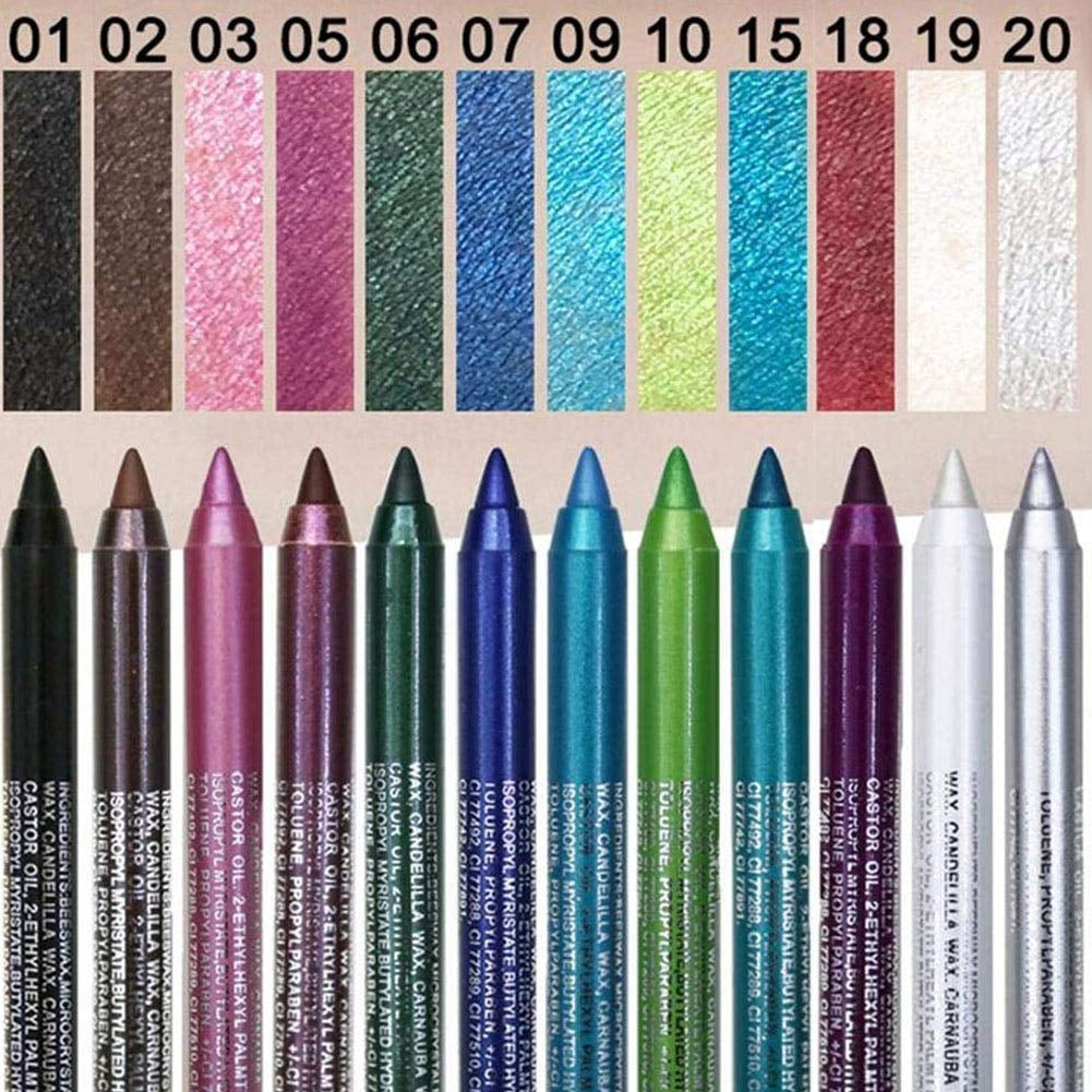 12 Colors Eyeliner Pencil Cosmetic Make up Waterproof Long Lasting Women Eyeliner Pearlescent & Matte Color Eyebrow Pencil Eyeshadow Pen