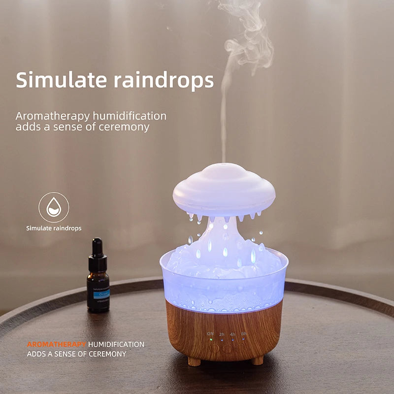 Rain Cloud Night Light Humidifier with Raining Water Drop Sound and 7 Color Led Light Essential Oil Diffuser Aromatherapy