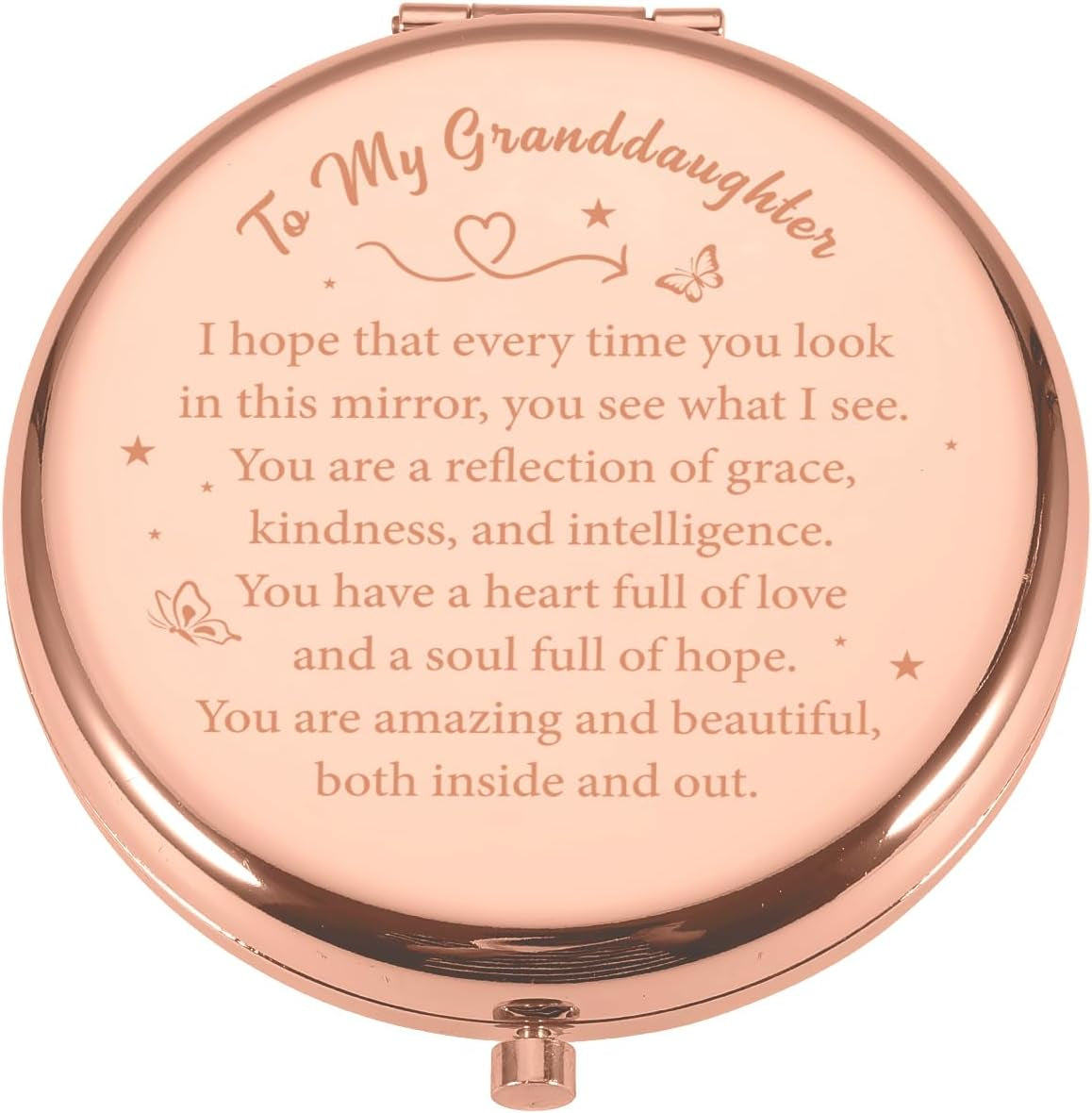 Granddaughter Gifts from Grandma, Back to School Supplies for Teen Girls, Sweet 16-18 Birthday Gifts for Girls, Makeup Compact Mirror, Stocking Sstuffers for Granddaughter, Pocket Mirror