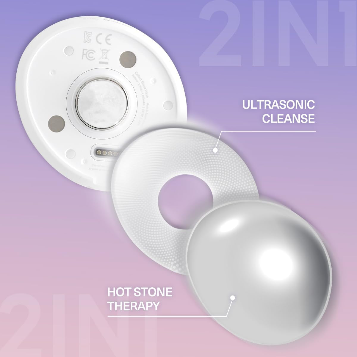 Stone Therapy + Sonic Wash┃Hot Stone Therapy and Spa Sonic Cleansing Device Ultra-Hygienic Firming Silicone Waterproof Brush and Heated Stone for Better Absorption and Facial, Body Massage