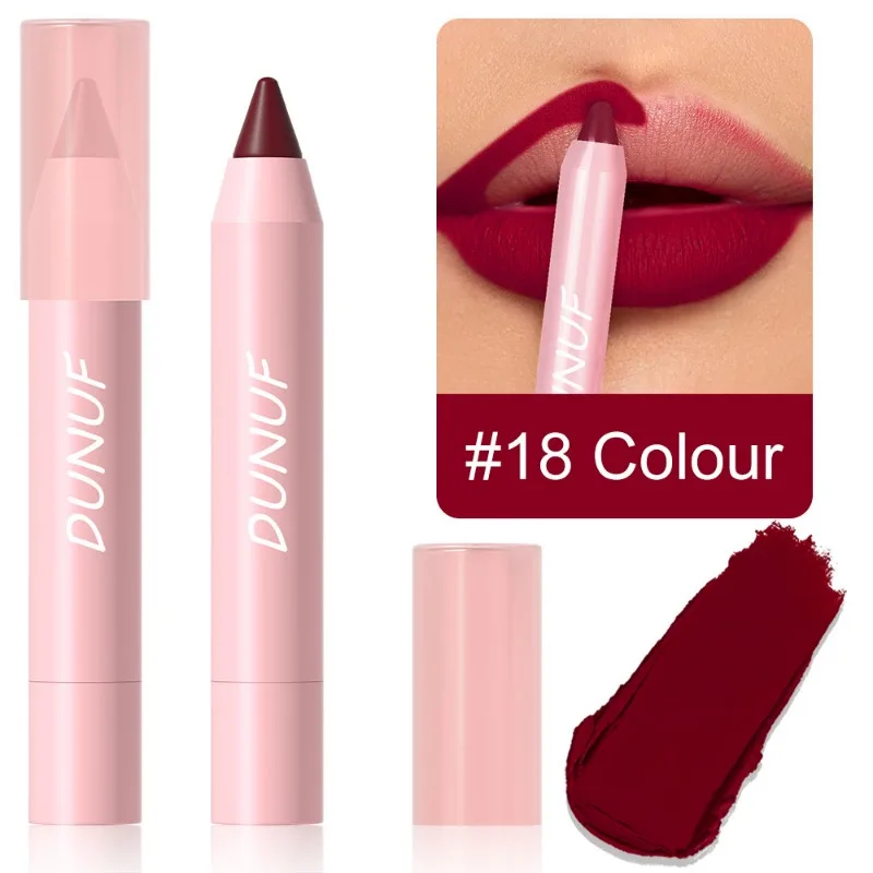 18 Colors Matte Lipstick Pen Soft Silky Velvet Lip Liner Pencil Sexy Full Color Lip Crayon Waterproof Lasting Beauty Maquillaje