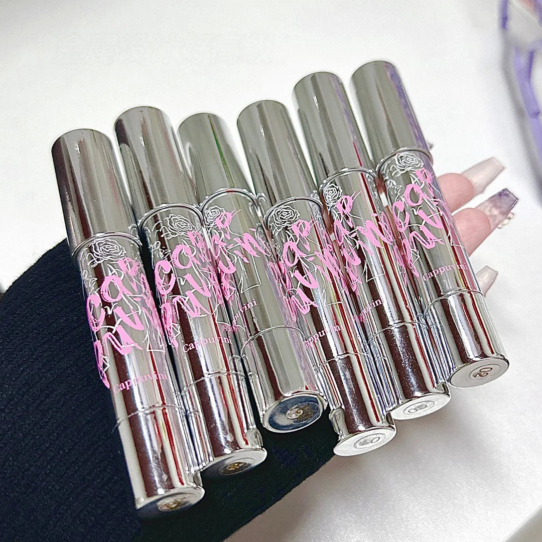 Silver Tube Matte Silk Smooth Crayon Lipstick Makeup 6 Colors Chocolate Brown Lipstick Stick Lip Gloss Korean Cosmetic