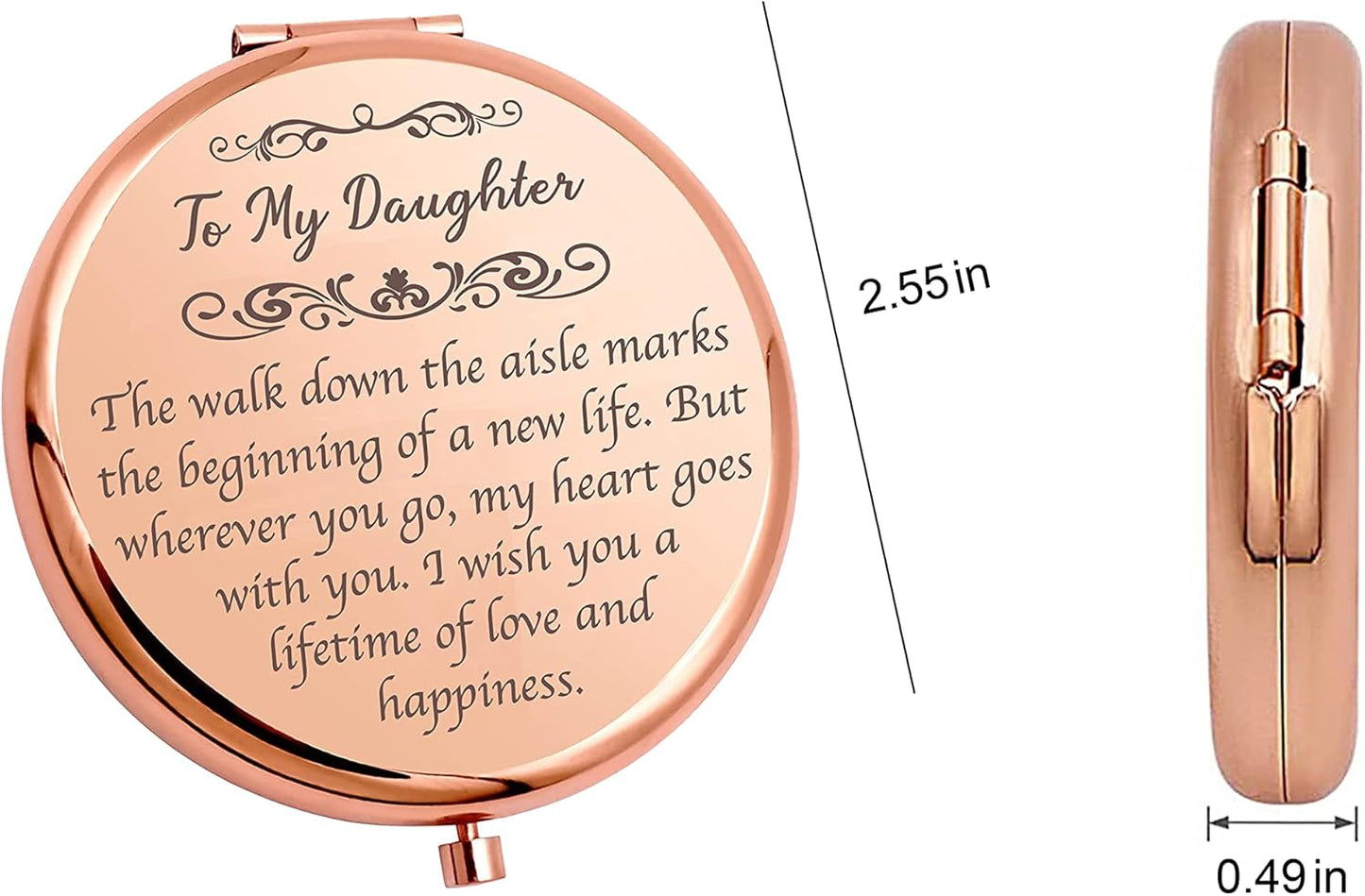 Daughter Wedding Gifts from Mom and Dad, Compact Rose Gold Makeup Mirrors Bridal Gifts on the Wedding Day, Wedding Souvenirs Girls' Gifts