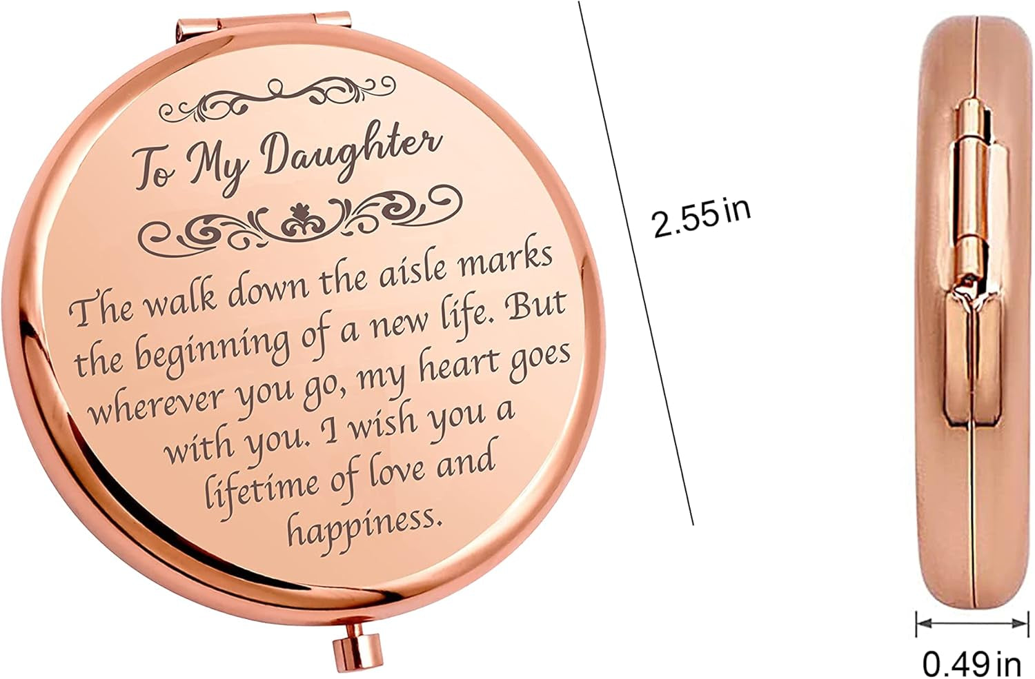 Daughter Wedding Gifts from Mom and Dad, Compact Rose Gold Makeup Mirrors Bridal Gifts on the Wedding Day, Wedding Souvenirs Girls' Gifts