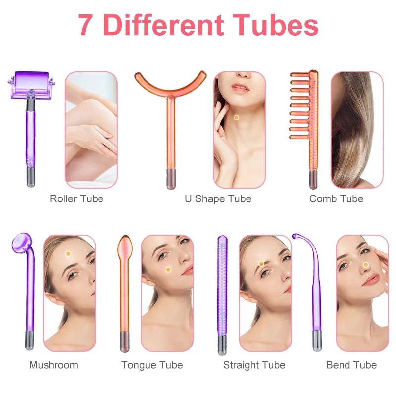 High Frequency Facial Wand for Hair Face anti Aging Therapy Acne Tool Neon+Argon Wands Skin Beauty (No Handle）