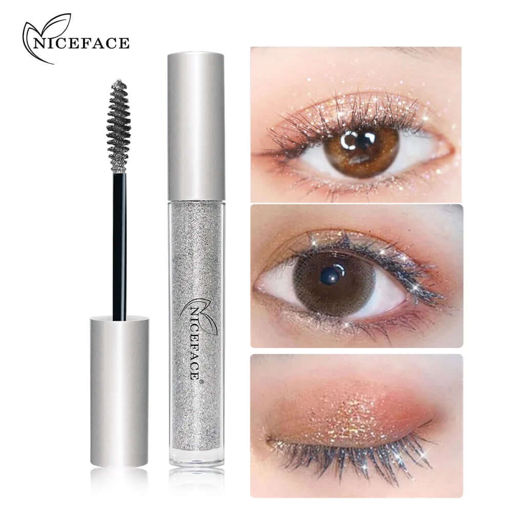 Diamond Mascara Quick-Drying Film Broken Diamond Glitter Mascara Curling Eyelashes Thick Lengthening Mascara for Eyelashes
