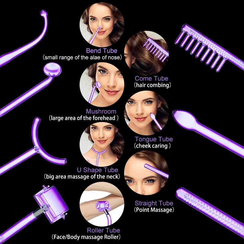 High Frequency Facial Machine for Hair Face Electrotherapy Wand Argon Treatment Acne Skin Care（Without Handle）