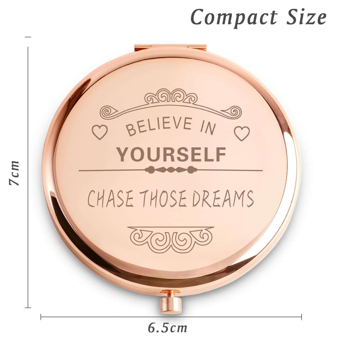 Inspirational Gifts for Women Girls, Personalized Compact Mirror, Friendship Gifts, 2025 Graduation Gifts for Her, Unique Mothers Day Birthday Gifts for Friends Mom Wife Sister Daughter Niece Grandma
