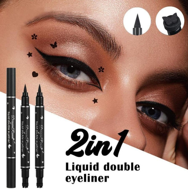 Double-Ended Eyeliner Pen with Triangle Wing Stamp - Perfect Cat Eye