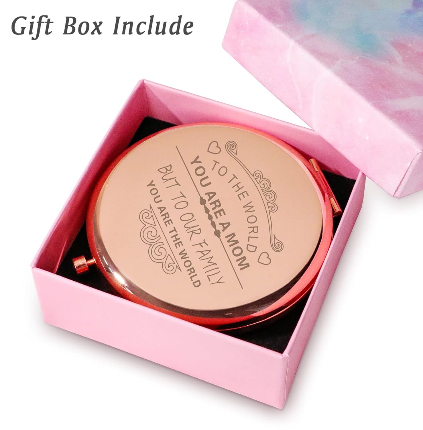Mom Gifts from Daughter Son, Personalized Compact Mirror, Sentimental Mothers Day Birthday Gifts for Mom, Unique Present for Mother Parents