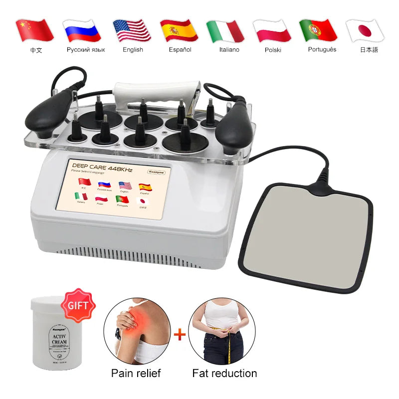 New Upgrade 448Khz Cet Ret Tecartherapy Body Shaping Fat Reduction Massage High Radiofrequency Diathermy Care Weight Loss Salon