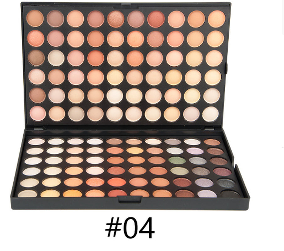 120-color eye shadow palette in a black case with a two-tier tray; 8+ color numbers for general use