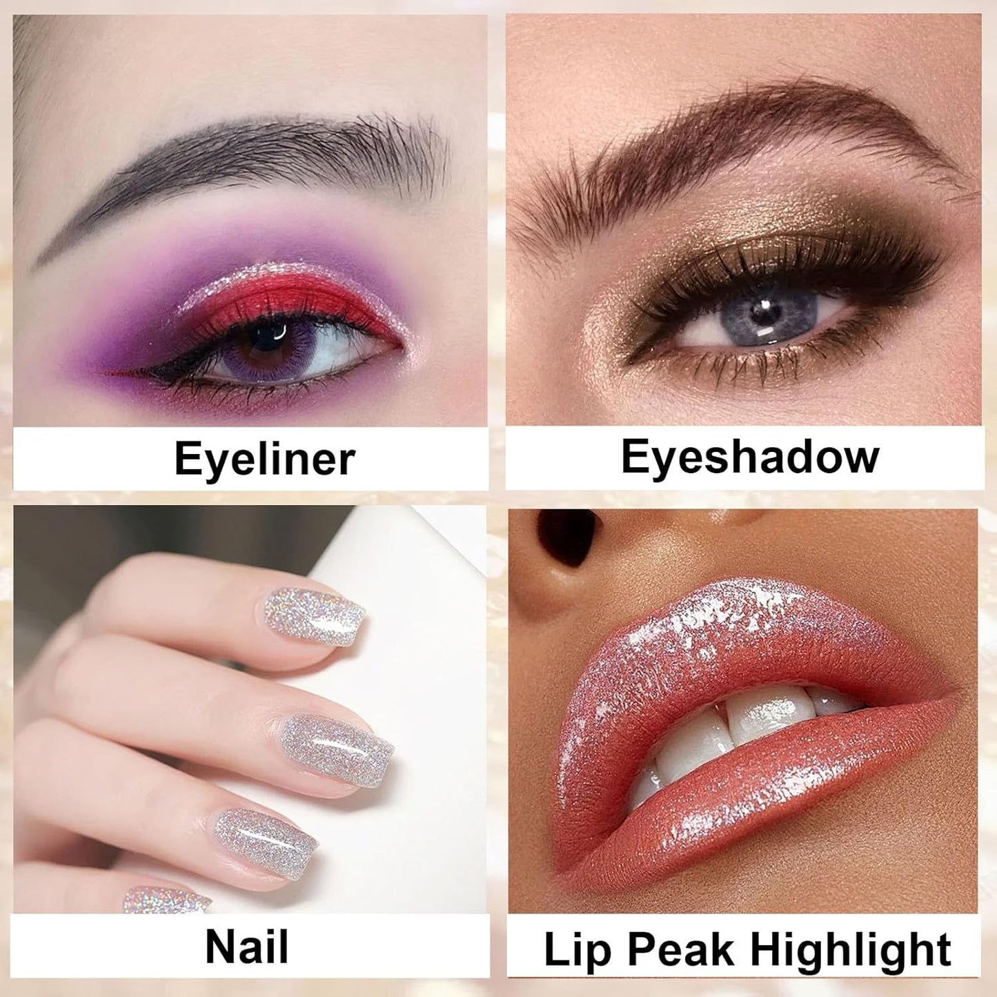 Glitter Diamond Eyeliner Set, 5 Colors Shimmer Waterproof Smudge Proof Long Lasting, Ultra Fine Tip Shiny, Quick Drying, High Pigment Sparkle for Women Girl