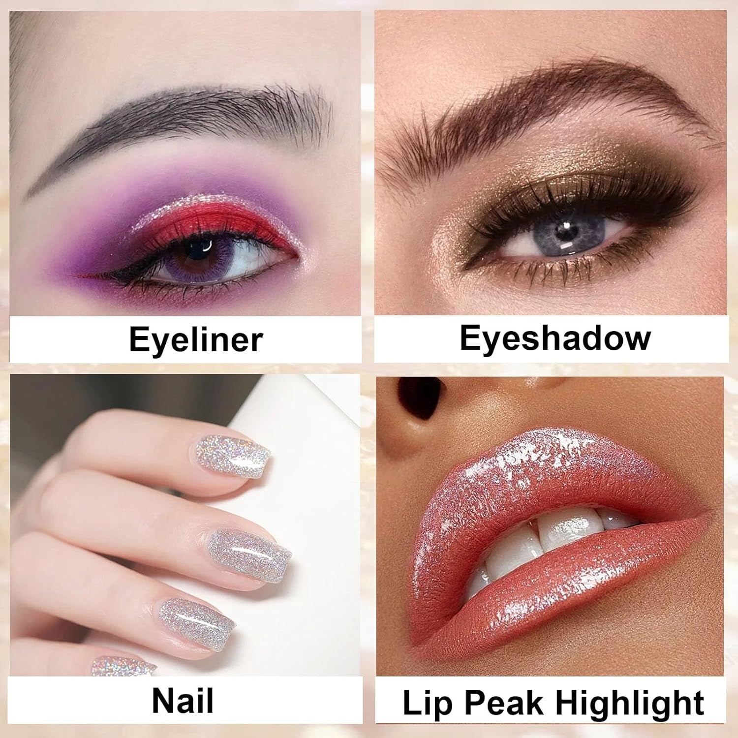 Glitter Diamond Eyeliner Set, 5 Colors Shimmer Waterproof Smudge Proof Long Lasting, Ultra Fine Tip Shiny, Quick Drying, High Pigment Sparkle for Women Girl