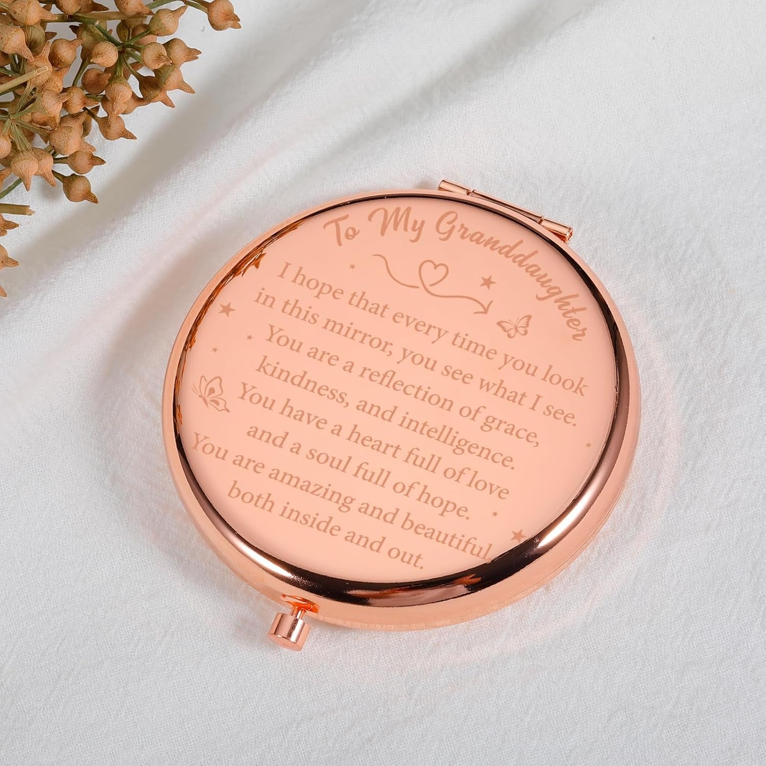 Granddaughter Gifts from Grandma, Back to School Supplies for Teen Girls, Sweet 16-18 Birthday Gifts for Girls, Makeup Compact Mirror, Stocking Sstuffers for Granddaughter, Pocket Mirror