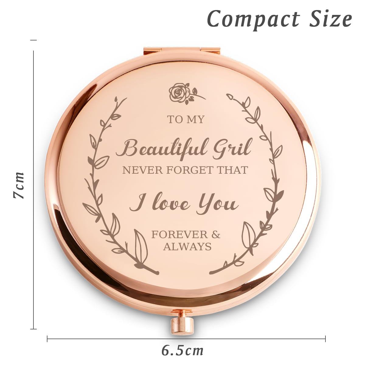Gifts for Girls, Personalized Compact Mirror, Sentimental Mothers Day Birthday Gifts for Gilrs, Unique Graduation Present for Her Daughter Girlfriens