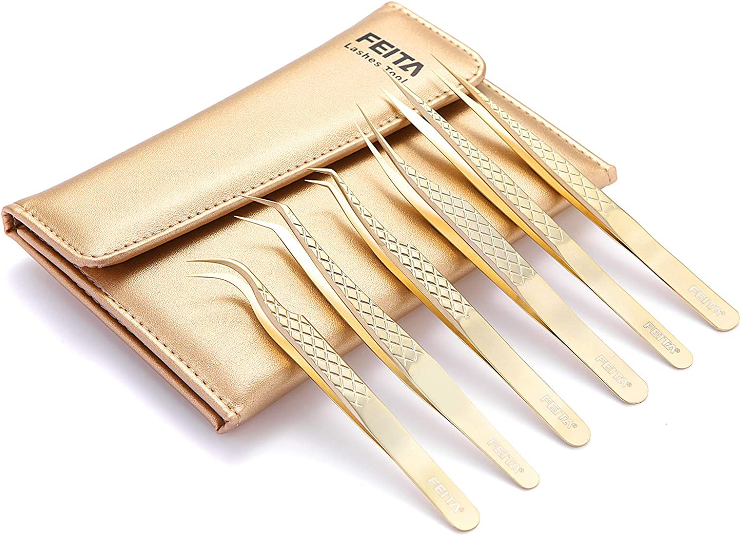 Gold Diamond Grip Eyelash Extension Tweezers by GlendaGlow