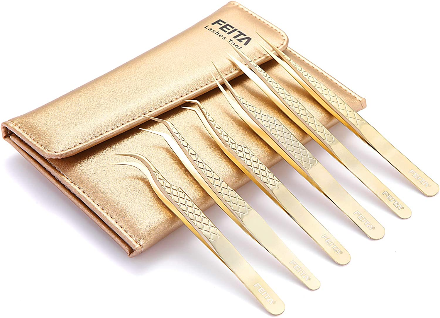 Gold Diamond Grip Eyelash Extension Tweezers by GlendaGlow