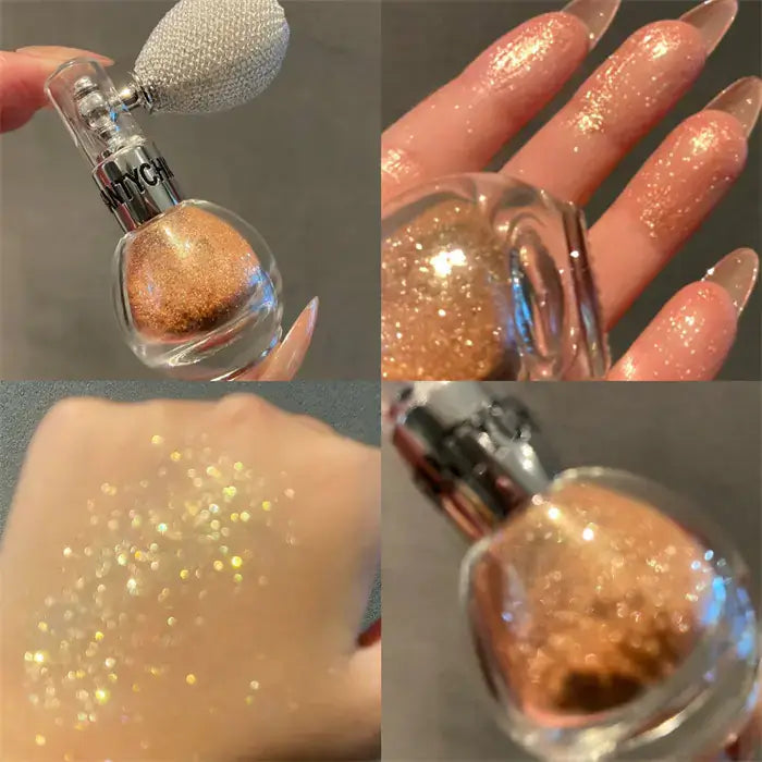 Glitter Highlighter Spray with Iridescent Shimmer Powder by GlendaGlow