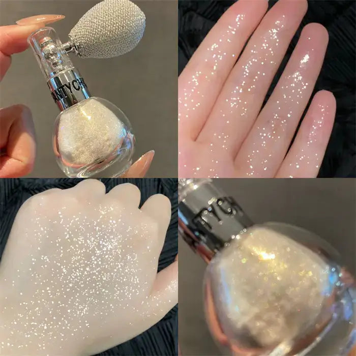 Glitter Highlighter Spray with Iridescent Shimmer Powder by GlendaGlow
