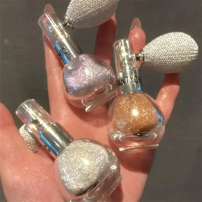 Glitter Highlighter Spray with Iridescent Shimmer Powder by GlendaGlow