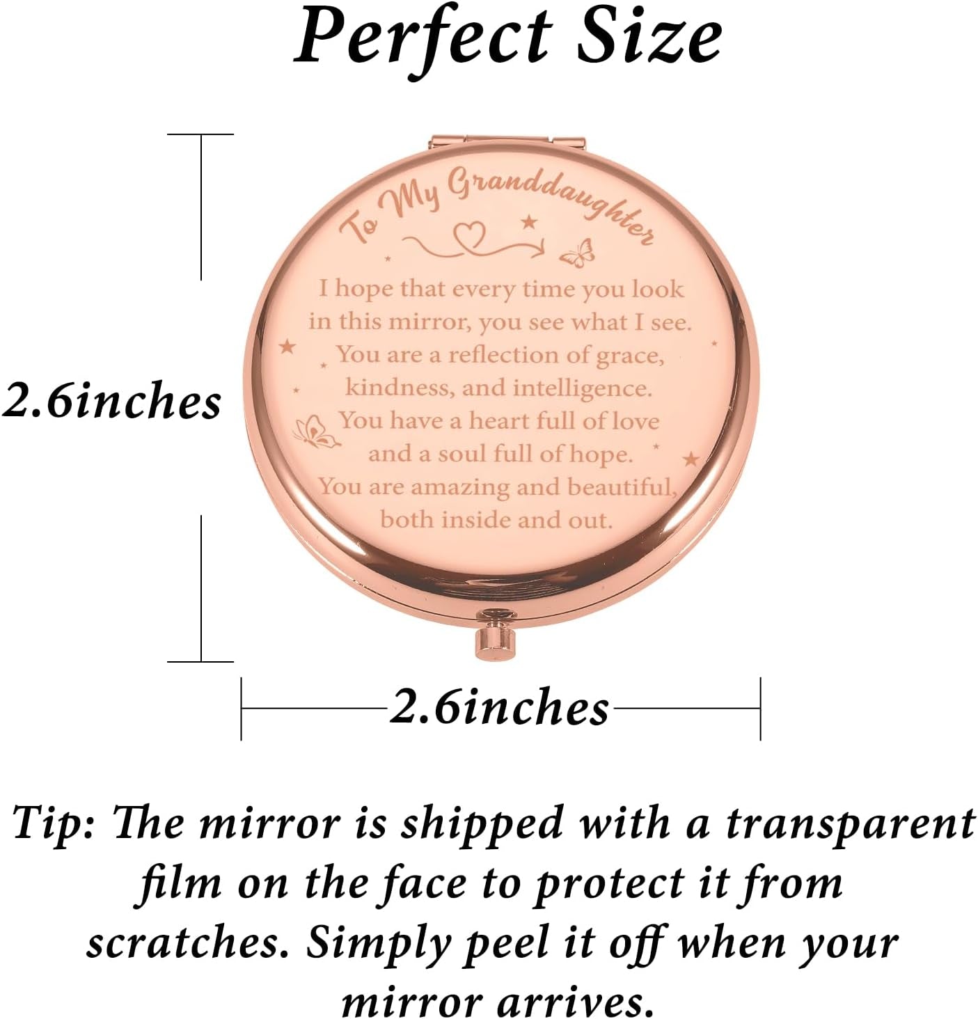 Granddaughter Gifts from Grandma, Back to School Supplies for Teen Girls, Sweet 16-18 Birthday Gifts for Girls, Makeup Compact Mirror, Stocking Sstuffers for Granddaughter, Pocket Mirror