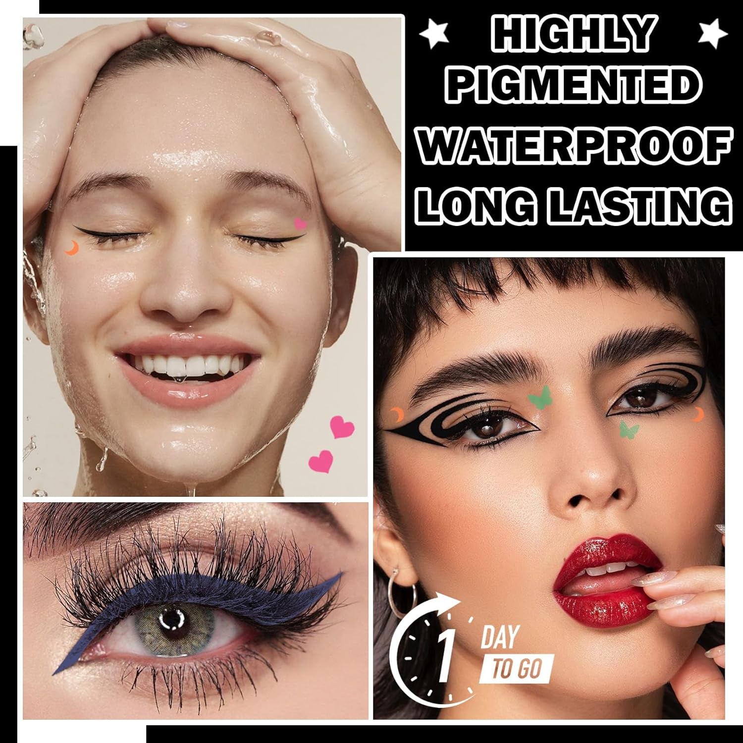 4PCS Liquid Eyeliner Stamps Set,Double-Side Winged Eyeliner Stencil Pen