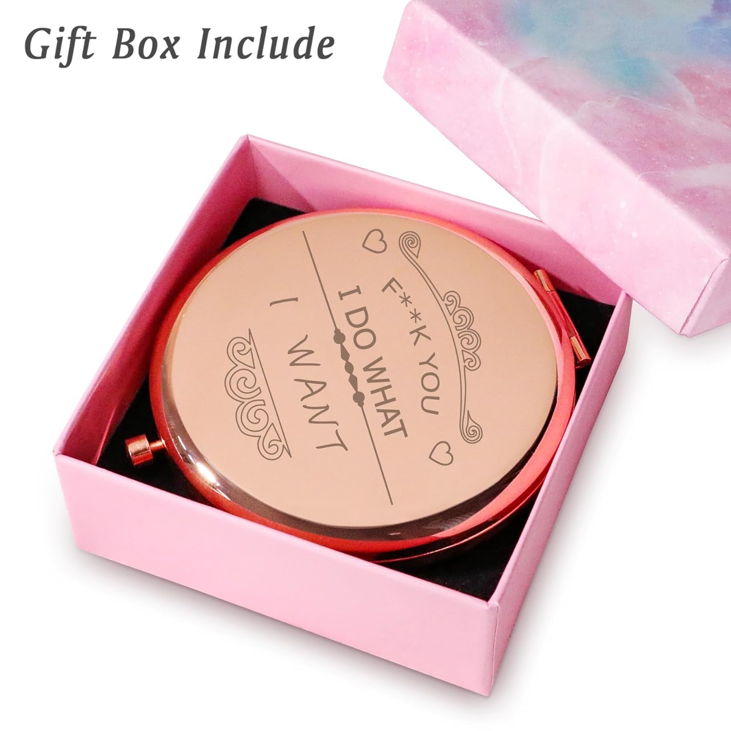 Inspirational Gifts for Women Girls, Personalized Compact Mirror, Friendship Gifts, 2025 Graduation Gifts for Her, Unique Mothers Day Birthday Gifts for Friends Mom Wife Sister Daughter Niece Grandma