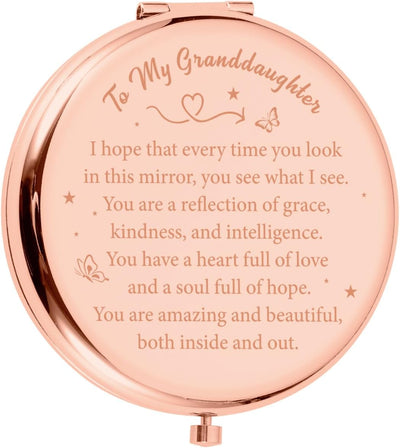 Granddaughter Gifts from Grandma, Back to School Supplies for Teen Girls, Sweet 16-18 Birthday Gifts for Girls, Makeup Compact Mirror, Stocking Sstuffers for Granddaughter, Pocket Mirror