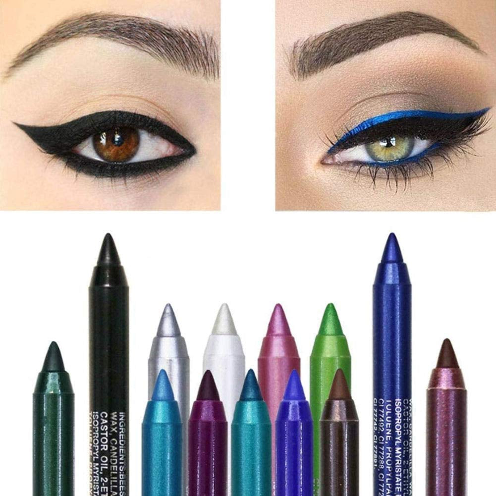 12 Colors Eyeliner Pencil Cosmetic Make up Waterproof Long Lasting Women Eyeliner Pearlescent & Matte Color Eyebrow Pencil Eyeshadow Pen
