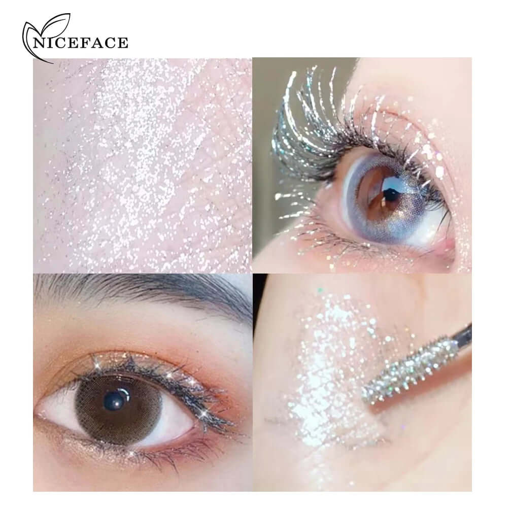 Diamond Mascara Quick-Drying Film Broken Diamond Glitter Mascara Curling Eyelashes Thick Lengthening Mascara for Eyelashes