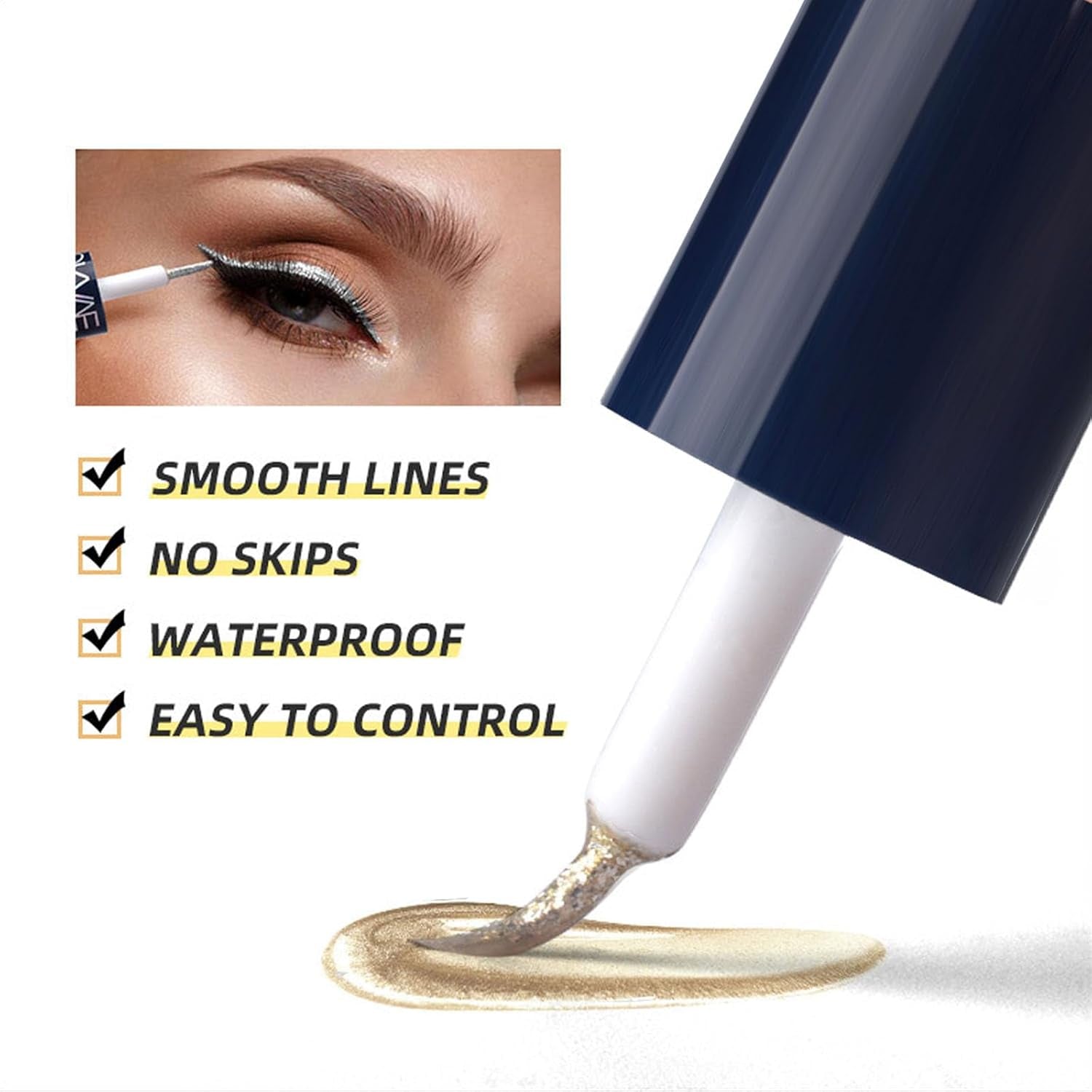 Glitter Diamond Eyeliner Set, 5 Colors Shimmer Waterproof Smudge Proof Long Lasting, Ultra Fine Tip Shiny, Quick Drying, High Pigment Sparkle for Women Girl