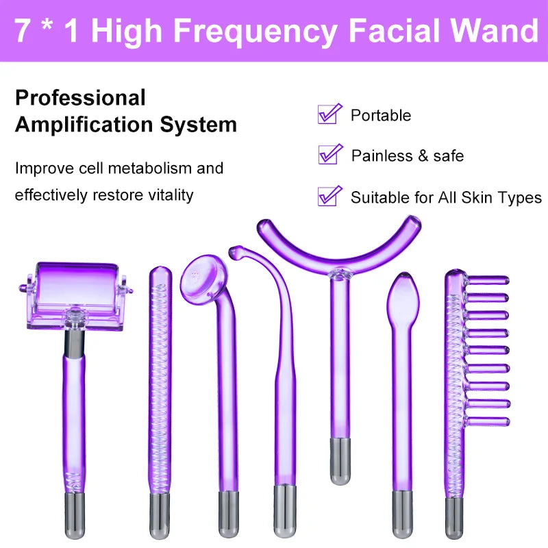 High Frequency Facial Machine for Hair Face Electrotherapy Wand Argon Treatment Acne Skin Care（Without Handle）