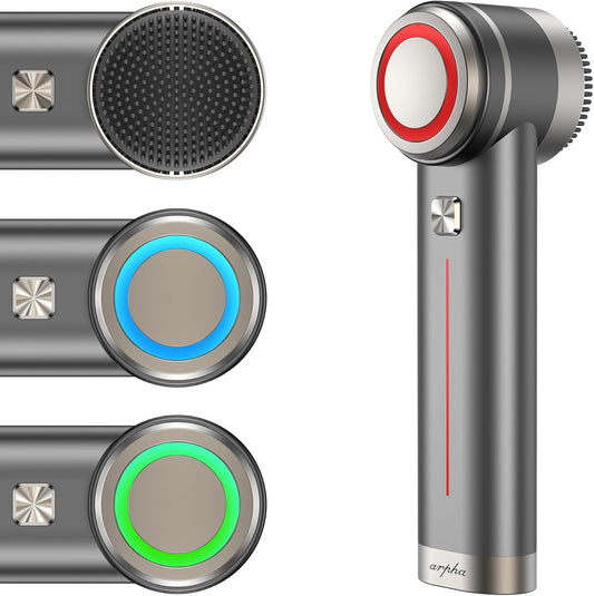 Titanium Ion Skincare Enhancer & Silicone Sonic Face Scrubber, for Skin Tightening, Brightening, Gentle Deep Cleanse, Mindful Glow Up, Only 135G, IPX7 Waterproof (Black)