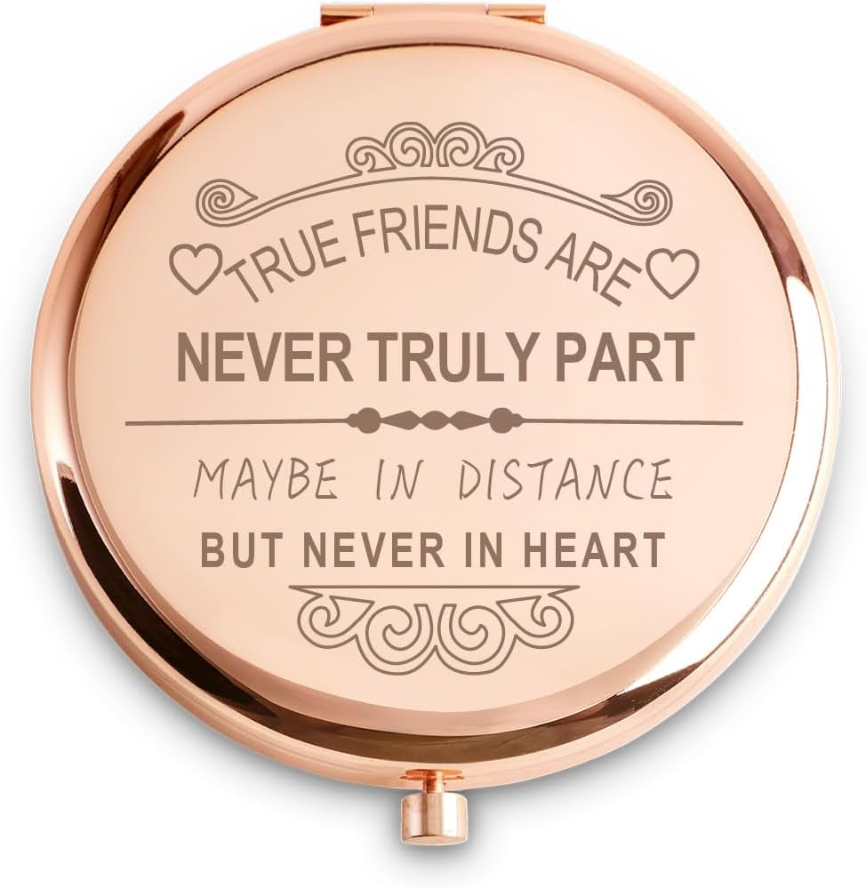 Personalized Friendship Gifts for Women, Inspirational Graduation Gifts, Unique Mothers Day Birthday Gifts for Best Friend Female, Sentimental Engraved Compact Mirror Gifts Idea, Rose