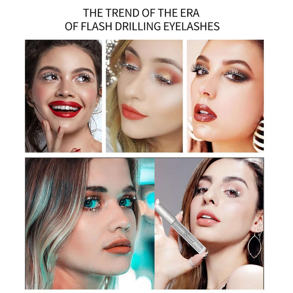 Diamond Mascara Quick-Drying Film Broken Diamond Glitter Mascara Curling Eyelashes Thick Lengthening Mascara for Eyelashes