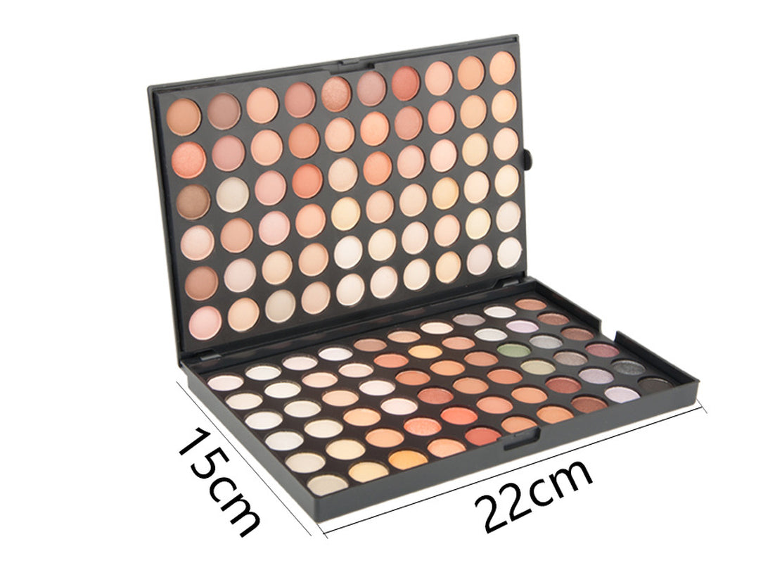 120-color eye shadow make-up tray in open case with 120 circular pans, 22x15 cm