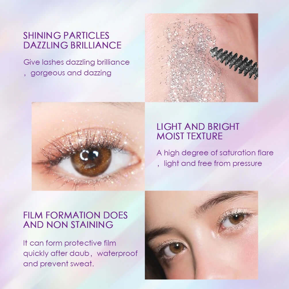 Diamond Mascara Quick-Drying Film Broken Diamond Glitter Mascara Curling Eyelashes Thick Lengthening Mascara for Eyelashes
