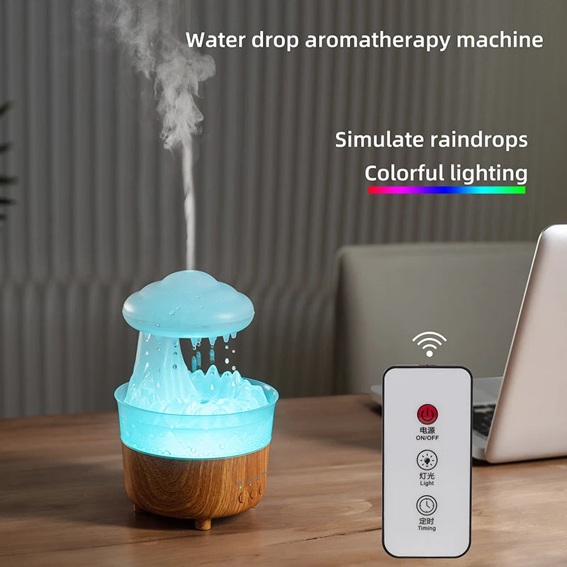 Rain Cloud Night Light Humidifier with Raining Water Drop Sound and 7 Color Led Light Essential Oil Diffuser Aromatherapy