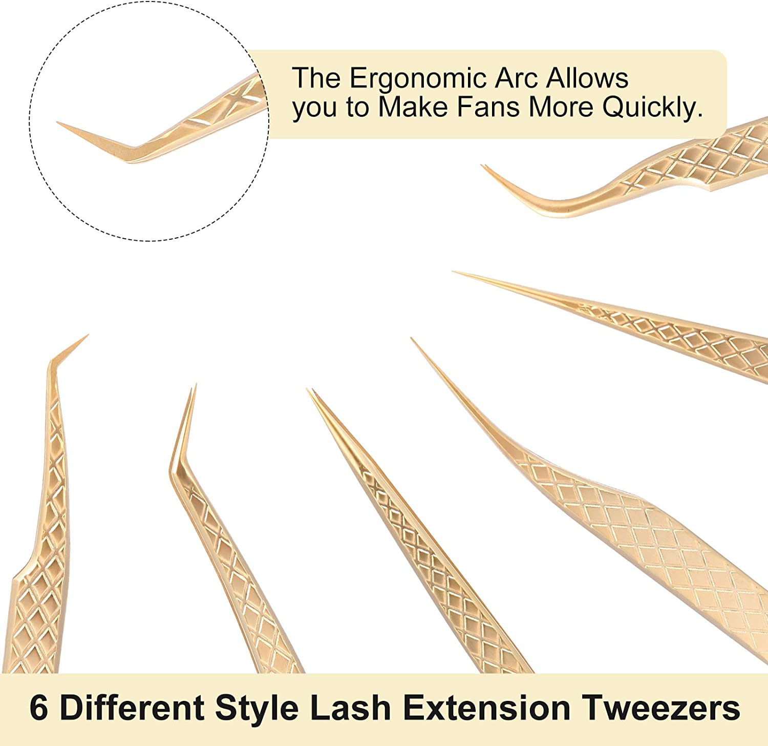 Gold Diamond Grip Eyelash Extension Tweezers by GlendaGlow